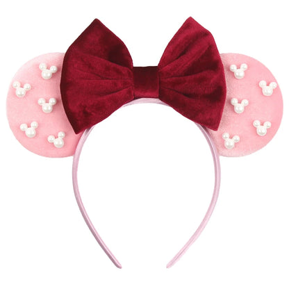 New Trendy Mouse Ears Headband Mickey 3.3"Velvet For Girls Soft Bow Hairband Halloween Festival Party Trip DIY Hair Accessories