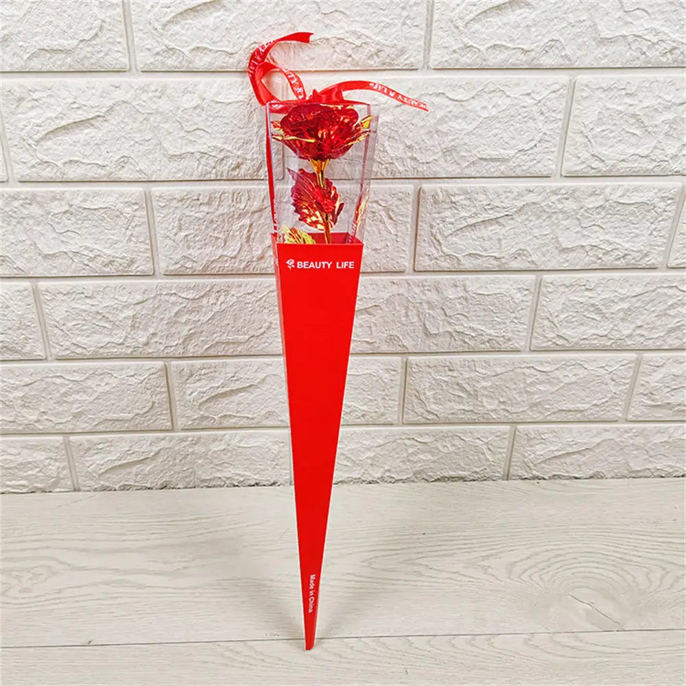 24k Eternal Rose Artificial Flowers Foil Plated Gold Rose Wedding Valentine'S Day Decoration Mother'S Day Gifts Fake Flower