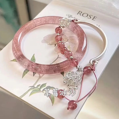 2pcs set Chinese Style Temperament Sliver Color Butterfly Safety Lock Tassel Splice Bracelet Bangles for Women Charm Jewelry