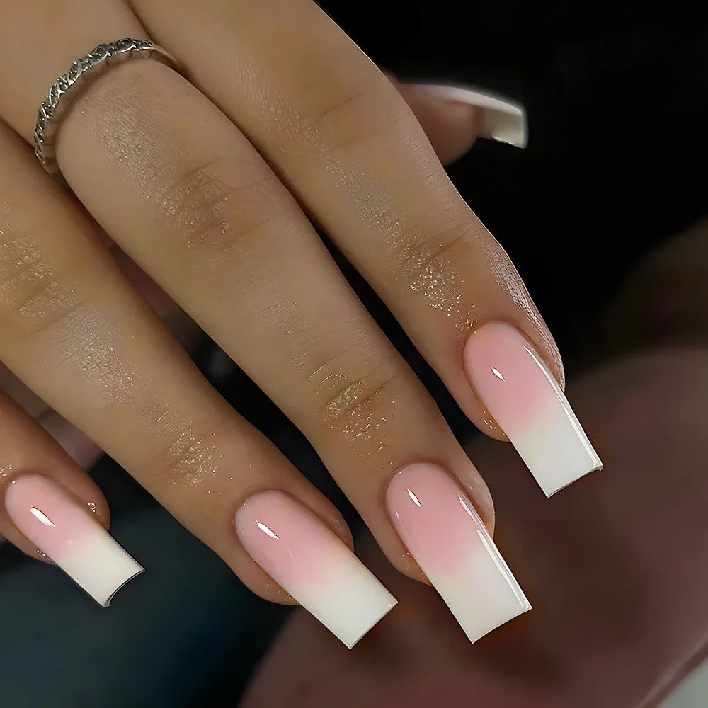 24PCS stiletto false nail tips Mid-length Gradients press on nails wearable full cover fashion false fingernails patch for girls