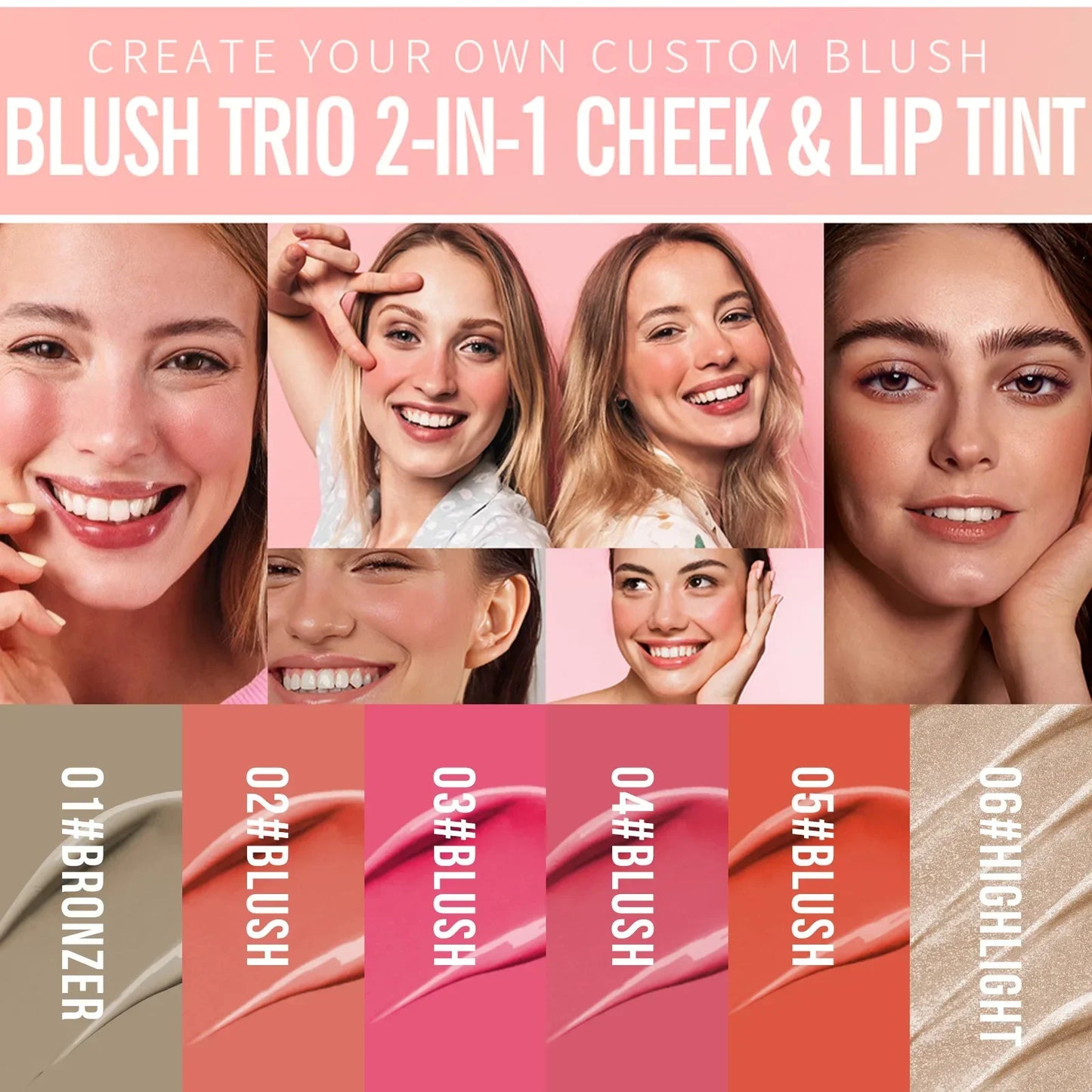Natural Blusher Cute Korean Makeup for Women Liquid Blush Waterproof Multi-purpose Facial Nourishing Blush Stick Cheek