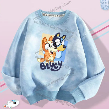 Blueyi Series Kid Pullover Sweatshirts Trendy Long Sleeves Top Bingo Autumn Winter Cartoon Child Clothes Birthday Christmas Gift