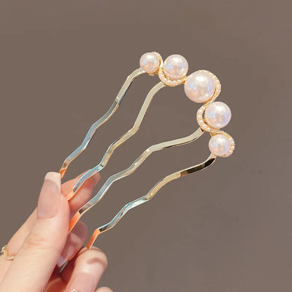 Metal U-Shaped Hair Sticks Combs Pearl Tassel Hair Fork Hair Clip Hairpins Women Girl Hair Accessories Ornament Styling Tool