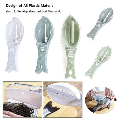 Fish Scales Graters Scraper Fish Cleaning Tool Scraping Scales Device with Cover Home Kitchen Cooking Fish Tool Kitchen Tools