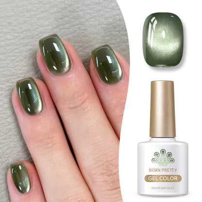 BORN PRETTY 10ml Dark Emerald Cat Magnetic Gel Ultra Shine Semi Permanent Soak Off UV Gel Manicure Nail Art Varnish