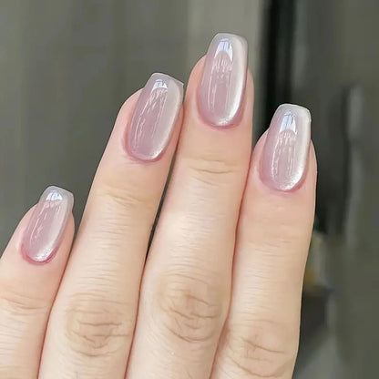 96/48/24PCS Sexy Red Cateye Press On Nails Medium Square Glossy Full Cover Detachable False Nails For Girl Valentine Girls' Gift