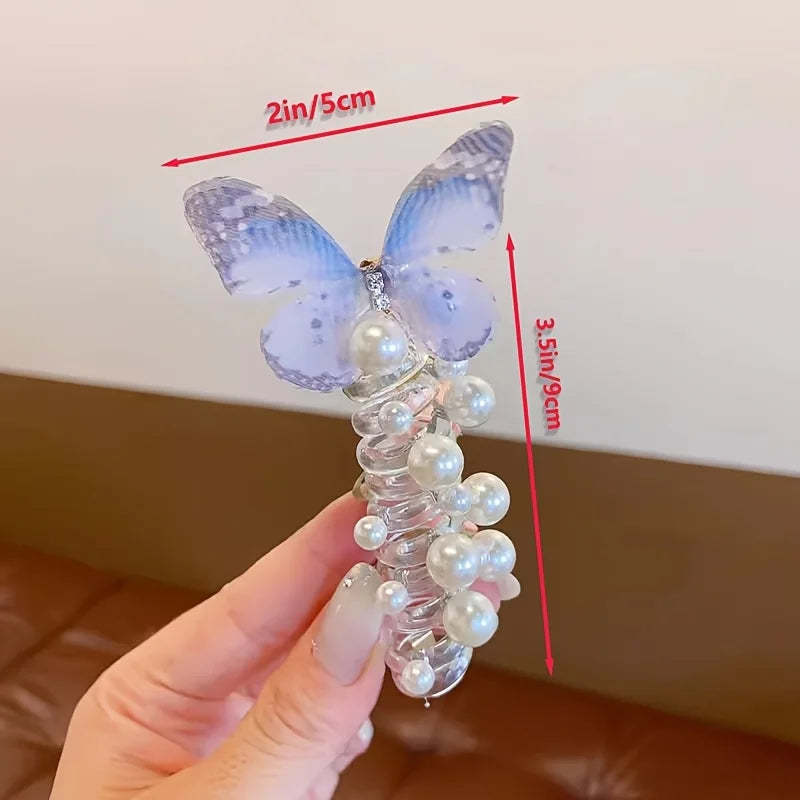 Sweet Butterfly Rose Phone Line Hair Hoop Children's Phone Line Braided Hair Rope Girls' Hair Tie Headwear