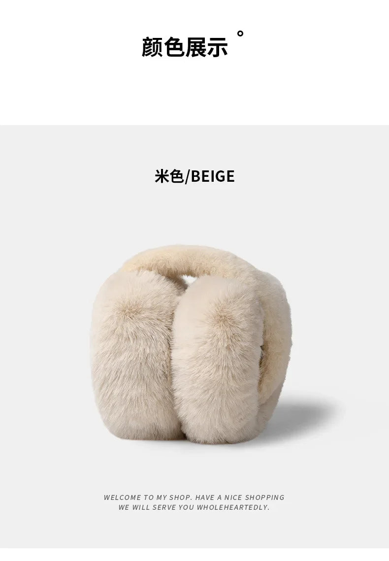 Fashion Portable Earmuffs Outdoor Cold Protection Women Men Faux Fur Ear-Muffs Foldable Soft Plush Earflaps Winter Accessories