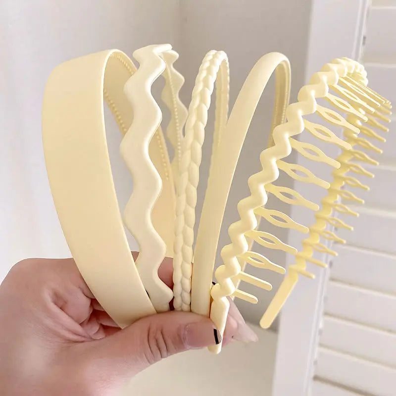 5/9pc Anti slip Toothed Hair Band Set Women's Men's Simple Frame Head Shampoo bangs Broken Hair Pressing Bracket Scrub Ornament