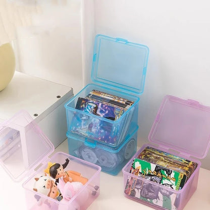 Transparent Plastic Storage Box Photocards Small Card Storage Box Desk Organizer Box Classification Box Stationery