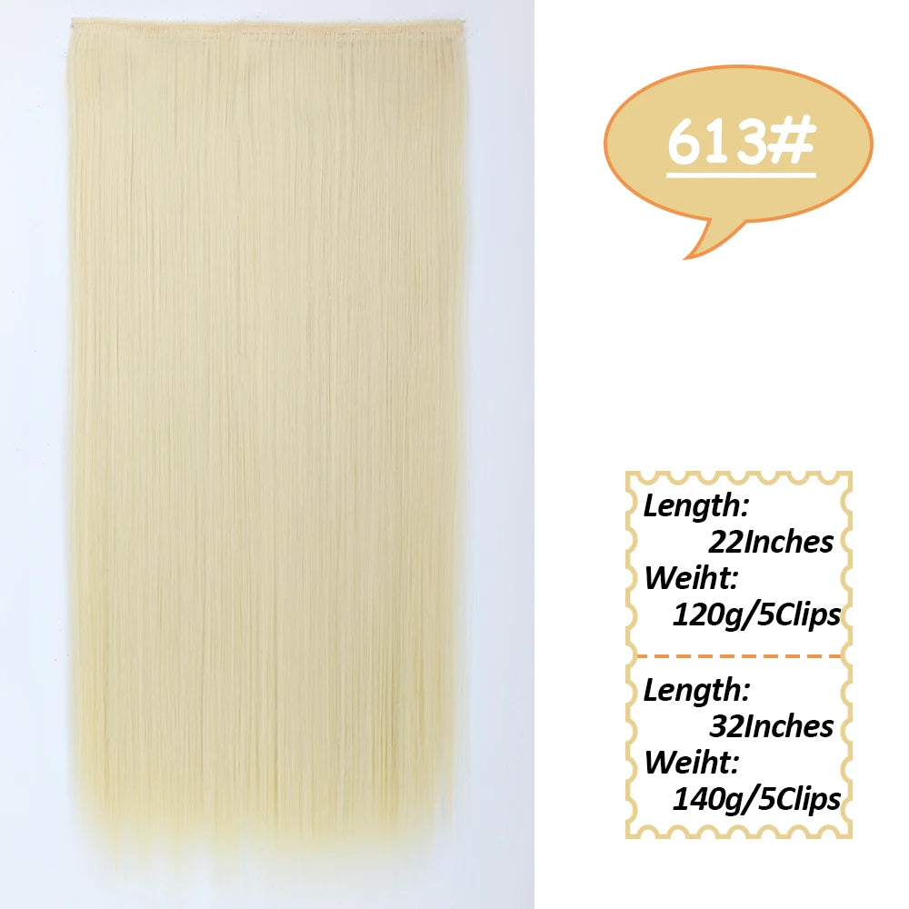 NICESY Synthetic Long Wavy 5 Clips Hair Extensions 22Inch/32Inch Clip On Hair Extensions High Tempreture Fake For Women