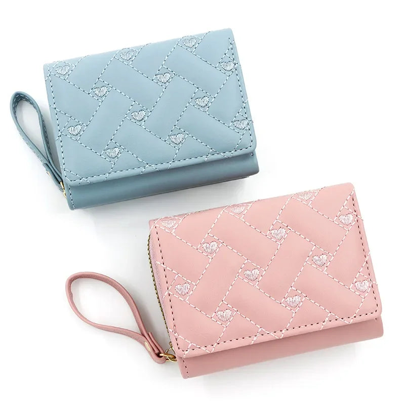 Women's Luxury Designer Pink Kawaii Coin Purse Small Leather Wallet for Ladies