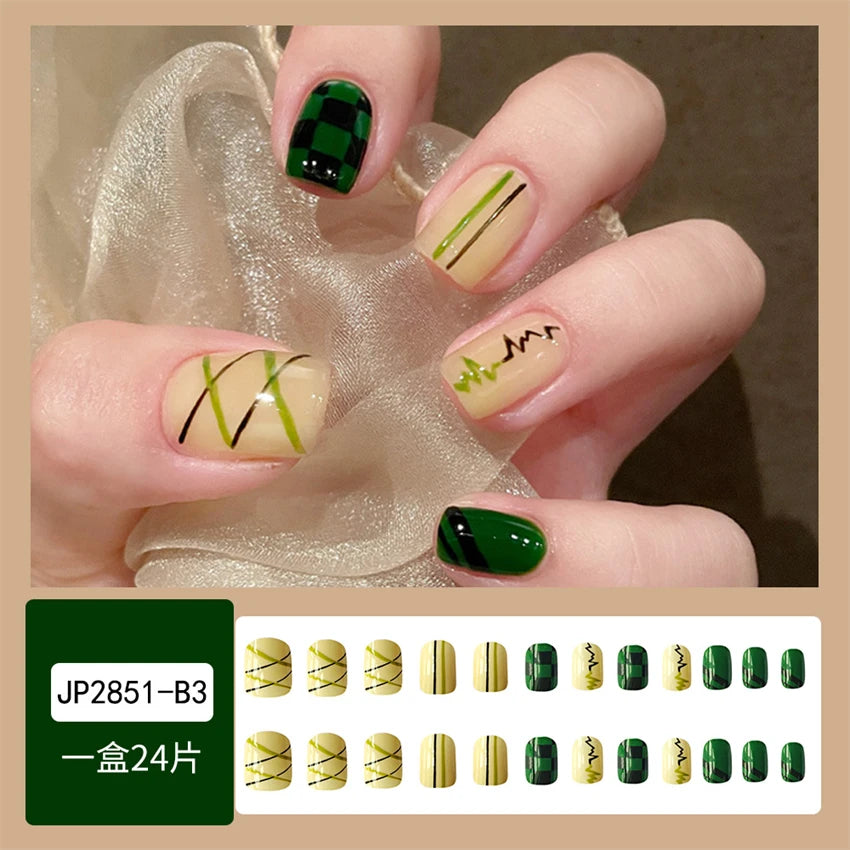 24Pcs/Set Pink Bow French Fake Nails Art Cute with Diamonds Girls Reusable Ballet Press on Nail Tips Oval Acrylic Stick on Nails