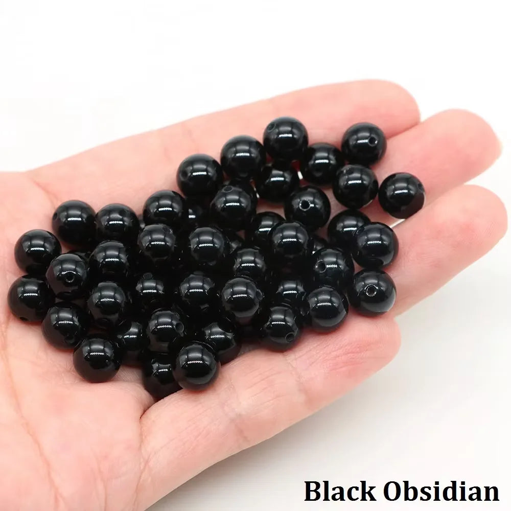 4 6 8 10mm Natural Black Tourmaline Beads Round Smooth Loose Stone Bead For Jewelry Making Diy Bracelet Necklace Accessories
