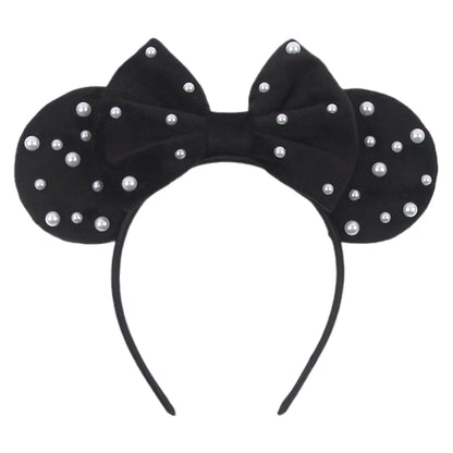 New Trendy Mouse Ears Headband Mickey 3.3"Velvet For Girls Soft Bow Hairband Halloween Festival Party Trip DIY Hair Accessories