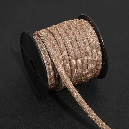 Bling Bling Rhinestone Cord Trimming Round Crystal Soft Tube Shoelace Rope Hoodies Trouser Drawstring DIY Manual Aglets 1yard
