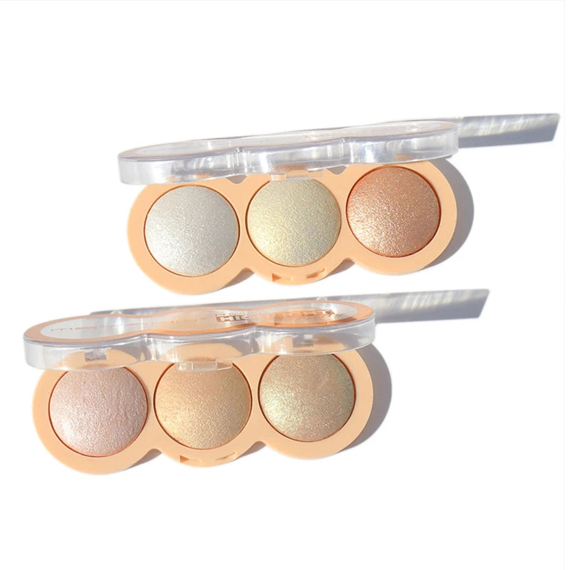 3-Color Highlighter Shimmer Glitter Brightens Skin Lasting Multifunctional Eye-shadow Body Makeup Palette Illuminate Cosmetics