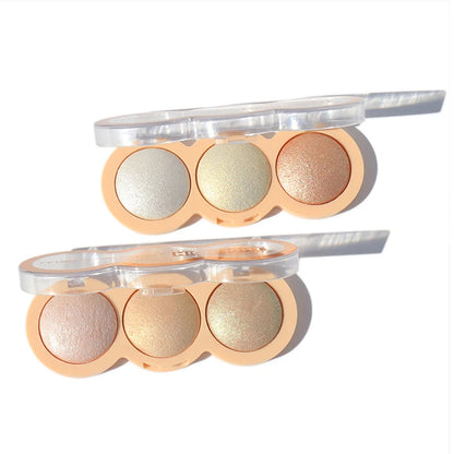 3-Color Highlighter Shimmer Glitter Brightens Skin Lasting Multifunctional Eye-shadow Body Makeup Palette Illuminate Cosmetics