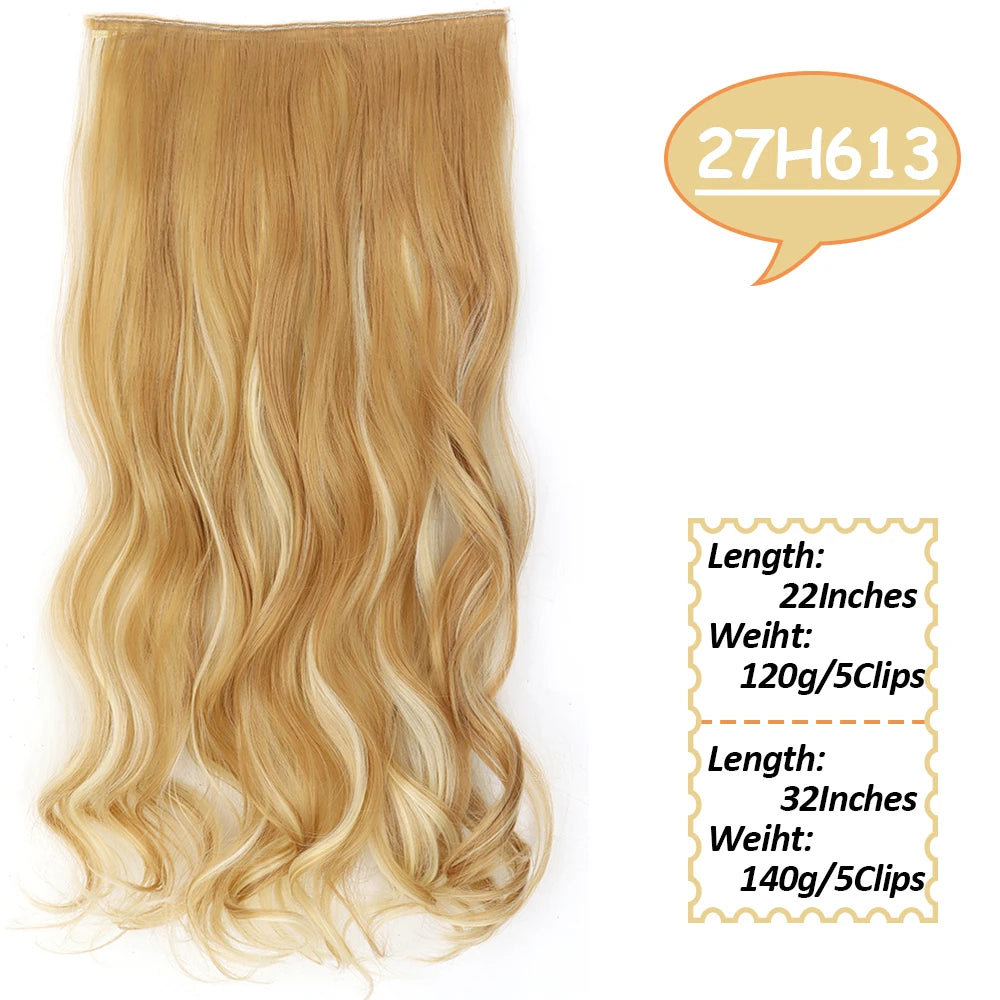 NICESY Synthetic Long Wavy 5 Clips Hair Extensions 22Inch/32Inch Clip On Hair Extensions High Tempreture Fake For Women