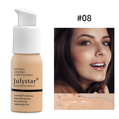 10-Color Oil-Control Foundation Cream Long-Lasting Makeup Base Concealer Non-Caking Beauty Skincare Cosmetics
