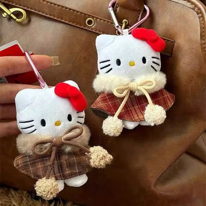 Sanrio Hello Kitty Keychain Cute Cartoon Bag Pendant Plush Doll Charms Car Key Ring Backpack Accessories Women Girl Gifts
