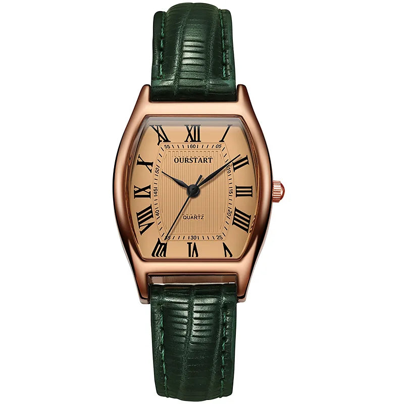 Retro Brown Leather Strap Women Watches Qualities Ladies Stailless Steel Wristwatches Fashion Brand Fashionable Relogio Feminino