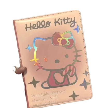 Kawaii Japanese Style Cartoon Hello Kitty Leather Notebook Soft PU Colored Page Diary High-Value Cute Surprise Gift for Fans