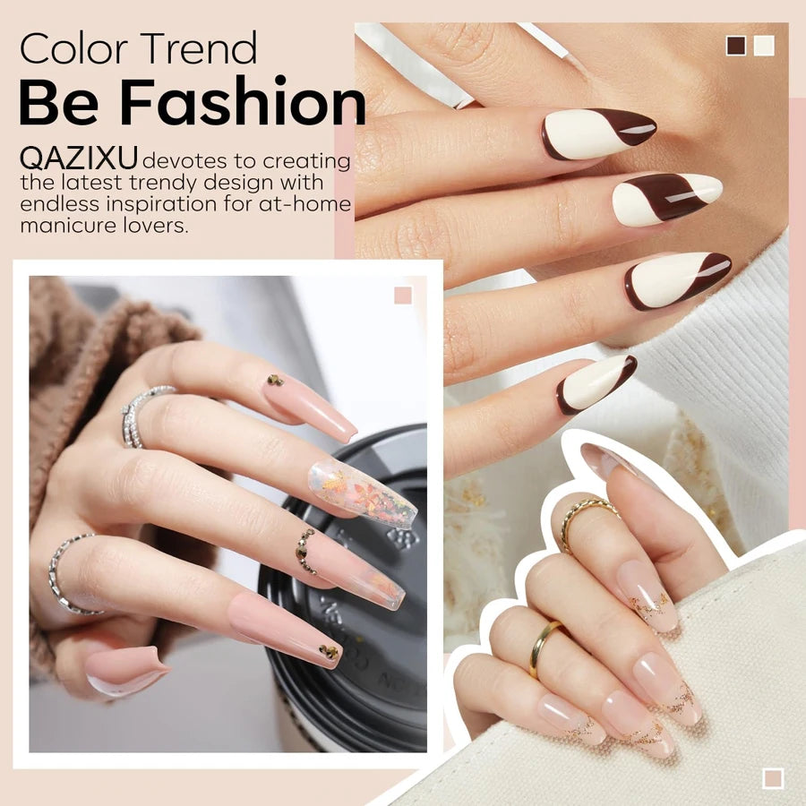 6Pcs Gel Nail Polish Set Milk Tea Popular Color UV Lamp Nail Gel for Nail Art Easy Apply & Soak Off DIY Home Manicure Salon Use
