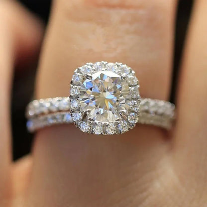 New Silver Plated Rings set For Women Cubic Zirconia Jewelry Wedding Engagement Ring Wholesale Size 5-11