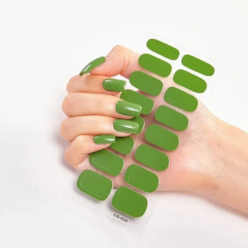16Tips Nude Semi-Cured Gel Nail Wraps Sticker Long-Lasting UV LED Lamp French Nail Decal Full Cover Waterproof Semi-Cured Sticke