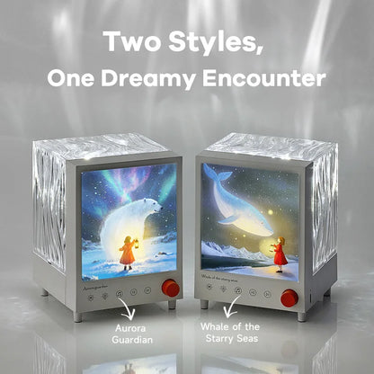 Aurora Box Projector Night Light Bluetooth Ambient Light With White Noise Stepless Dimming Beside Lamp For Bedroom Decor