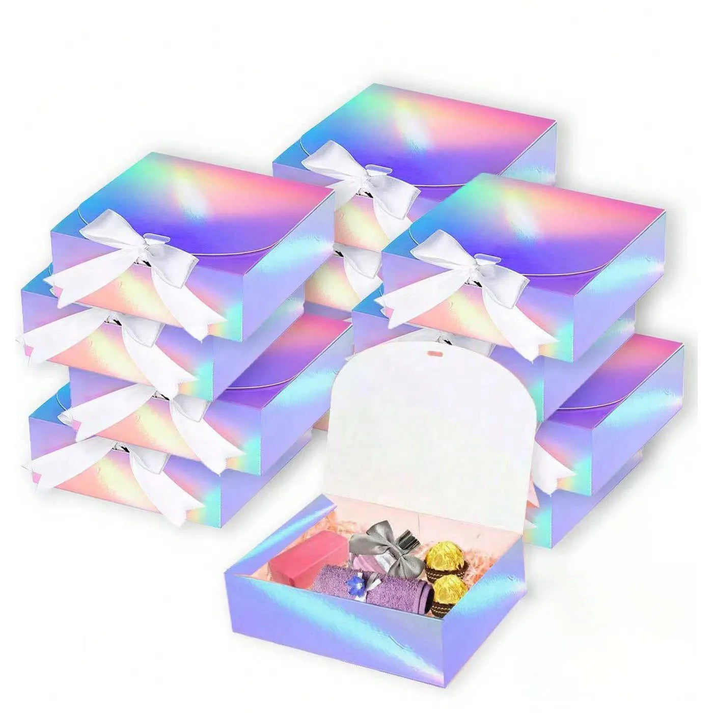 10pcs Elegant Butterfly Ribbon Gift Boxes for Lipstick Cosmetics Jewelry Birthday Party Gift Packaging with Gold Silver Edging