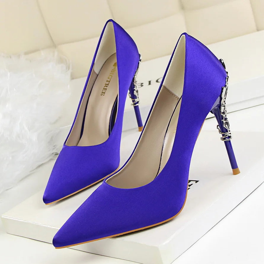 9219-2 Style Women Fashion Shoes Pure Color Leather High Heels Low Heels Medium Capsule Korean Style Spring Autumn