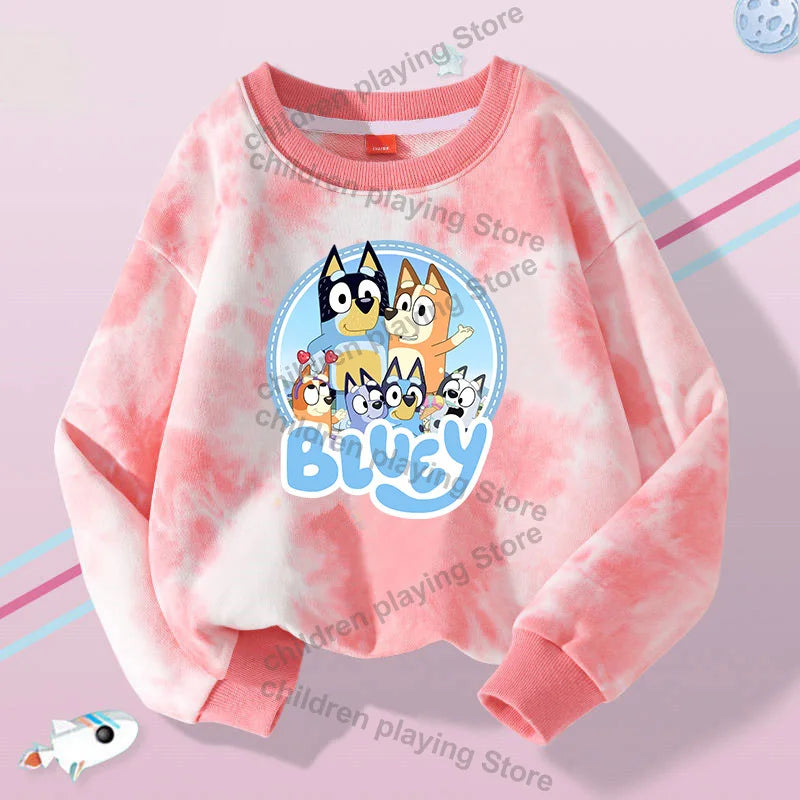 Blueyi Series Kid Pullover Sweatshirts Trendy Long Sleeves Top Bingo Autumn Winter Cartoon Child Clothes Birthday Christmas Gift