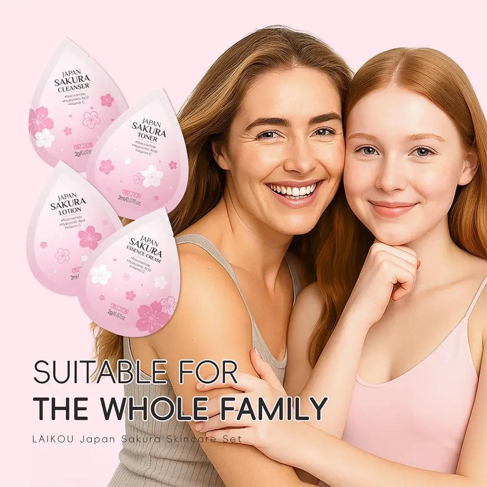 Sakura Skin Care Set Face Cream Serum Toner Facial Cleanser Sunscreen Eye Cream Face Skin Care Set Product Gift Daily Skin Care