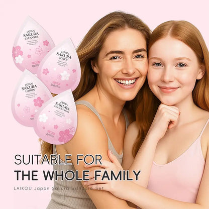 Sakura Skin Care Set Face Cream Serum Toner Facial Cleanser Sunscreen Eye Cream Face Skin Care Set Product Gift Daily Skin Care
