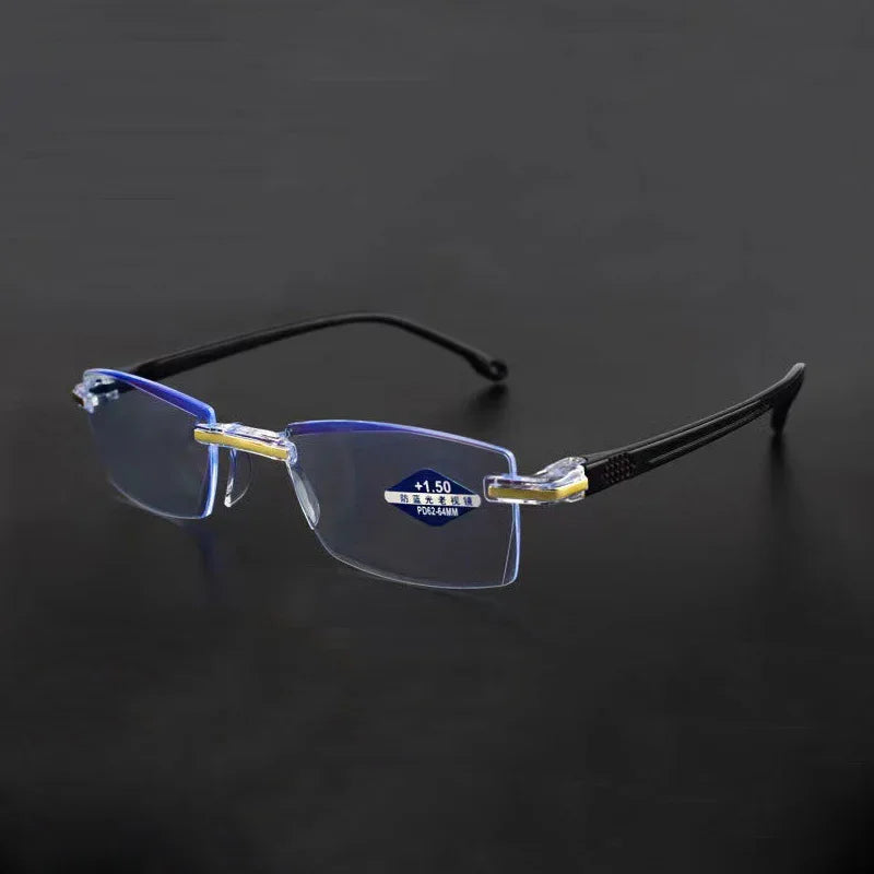 Diopter +1.0 +1.5 +2.0 +2.5 +3.5 +4.0 Frameless Anti-blue Light Reading Glasses Women Men Ladies Presbyopia Eyewear Frames