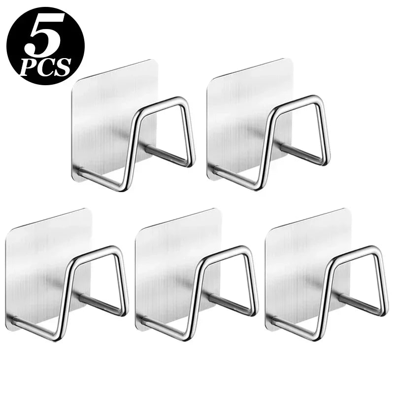 1/10pcs Kitchen Stainless Steel Sink Sponges Holder Self Adhesive Drain Drying Rack Shelf Household Wall Hooks Storage Organizer