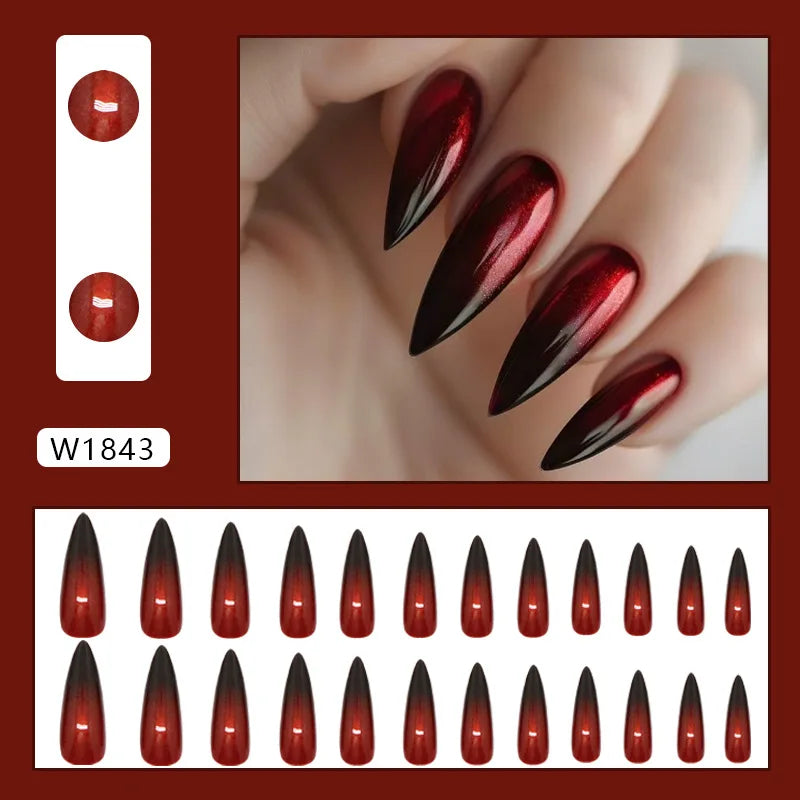 Caramel Flower 24 Pcs Press on Nails Pink Gradient Fake Nails Glossy Artificial Finger Manicure Reusable False Nails for Women