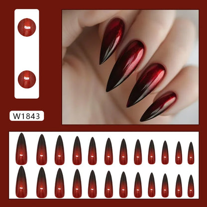Caramel Flower 24 Pcs Press on Nails Pink Gradient Fake Nails Glossy Artificial Finger Manicure Reusable False Nails for Women