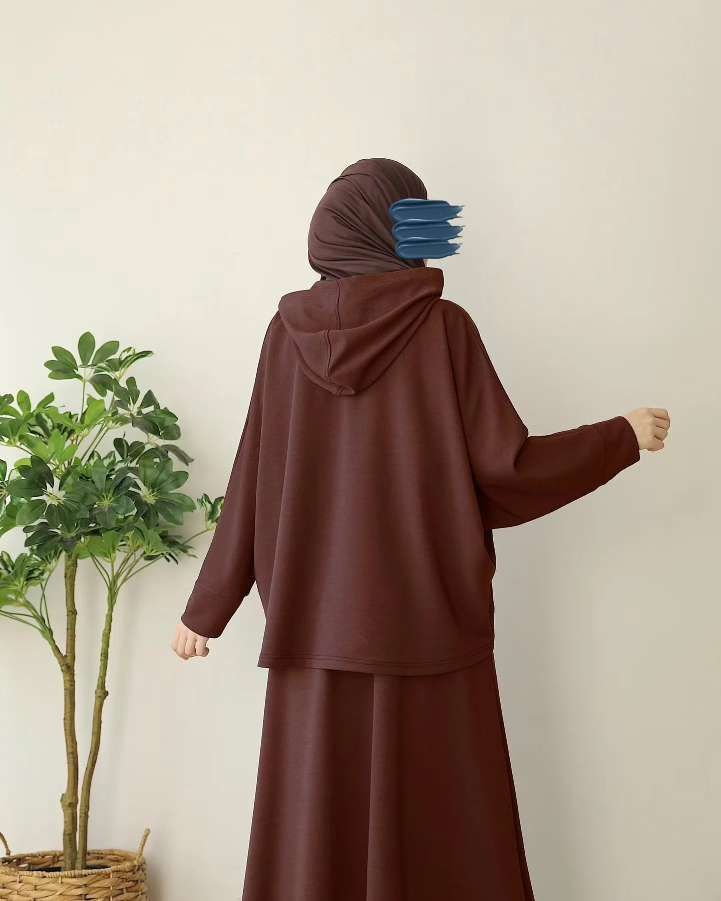 2pcs Knit Muslim Sets Womem Jilbab Casual Abaya Hooded Tops+Skirts Suits 2 Piece Hijab Set Kaftan 2026 Ramadan Eid Islam Clothes