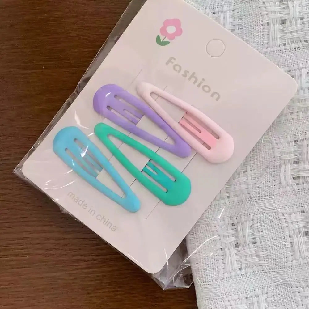 4Pcs/set Cute Colorful Geometric Metal Hair Clips Girls Bangs Hair Ornament Hairpins Barrettes Kids Fashion Hair Accessories