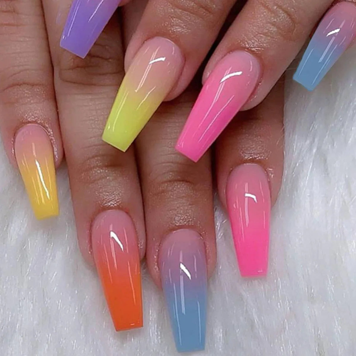 24Pcs Press on Fake Nails Short Medium French Acrylic Full Cover False Nail With Glue Kit Mini File Manicure for Women and Girls