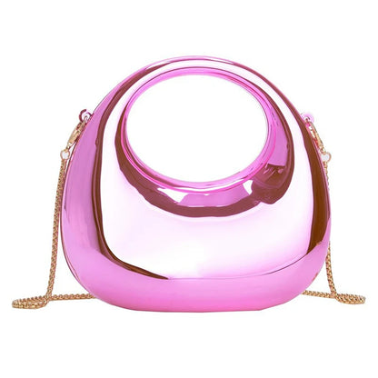 Z. Women's Chain Crossbody Bag Small Purse Acrylic Metallic Luster Half Moon Party Banquet Women's Bag Luxury Handbag