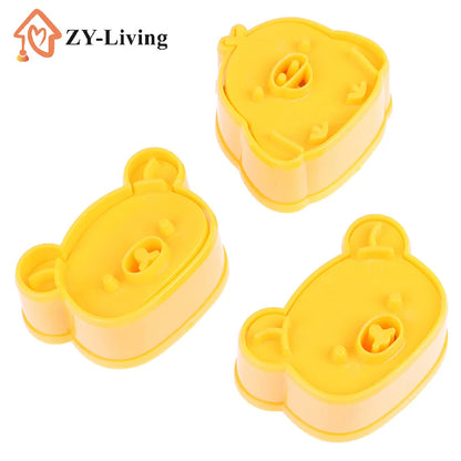 3Pcs/Set Cute Bear Sandwich Mold Bread Cake Biscuit Embossing Device Crust Cookie Cutter Baking Pastry Tools
