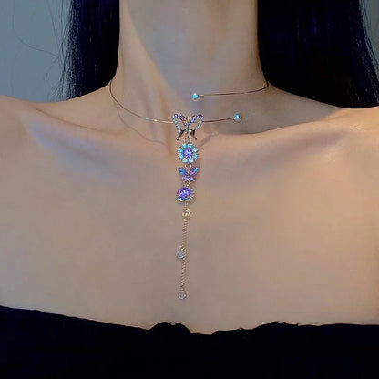 New Simple Hollow Love Heart Pendant Necklace for Women Fashion Creative Geometric Clavicle Chain Necklaces Party Jewelry Gift