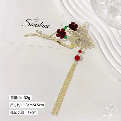 Delicate Tassels Rose Flower Alloy Hairpins for Women Girls Charm Retro Hair Clip New Hair Women's Accessories Gifts