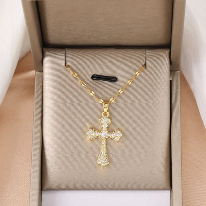 New Cross Clavicle Chain Retro Necklace Gift Jewelry Fashion Simple Pendant Holiday Decoration Clothing Accessories