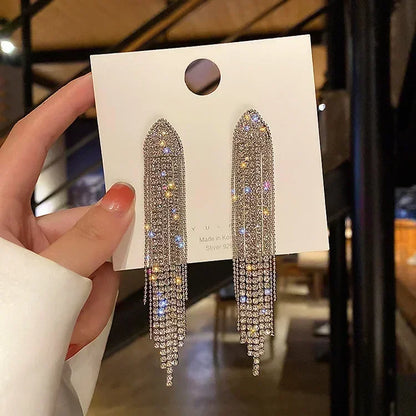 Exquisite Blue Drop-shaped Crystal Pendant Earrings For Women Fashion Personalized Daily Accessories Party Jewelry Birthday Gift
