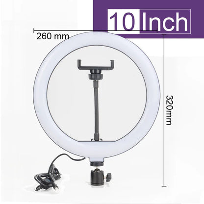6-14" Ring Light 10 Dimming Levels 22 Modes Professinonal Fill Light 3CCT/RGB with Tripod & Phone/IPad Holder For Live streaming